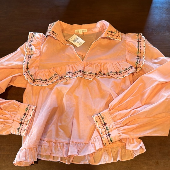 Free the Roses Tops - SAKS 5th Avenue Free The Roses Blouse NWT Peachy Pink Color Sz M